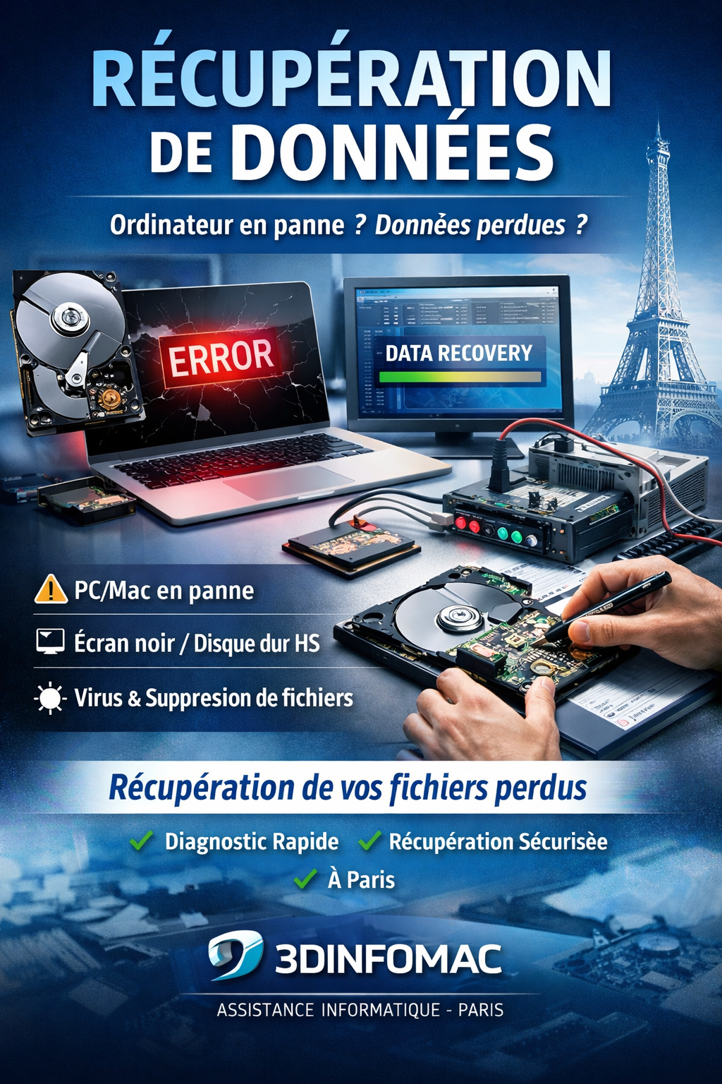 Récupération de données à Paris – 3DINFOMAC