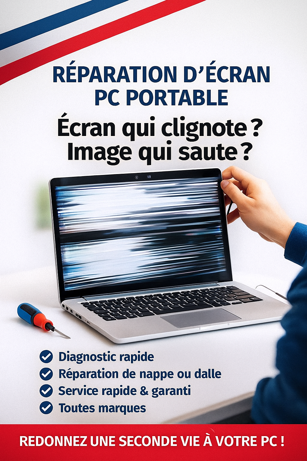 Écran qui clignote ou saute