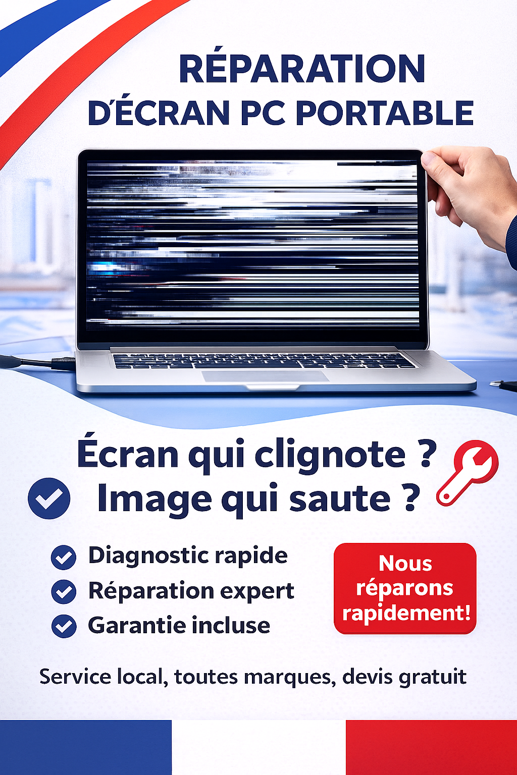 un écran instable ou des tremblements d’image