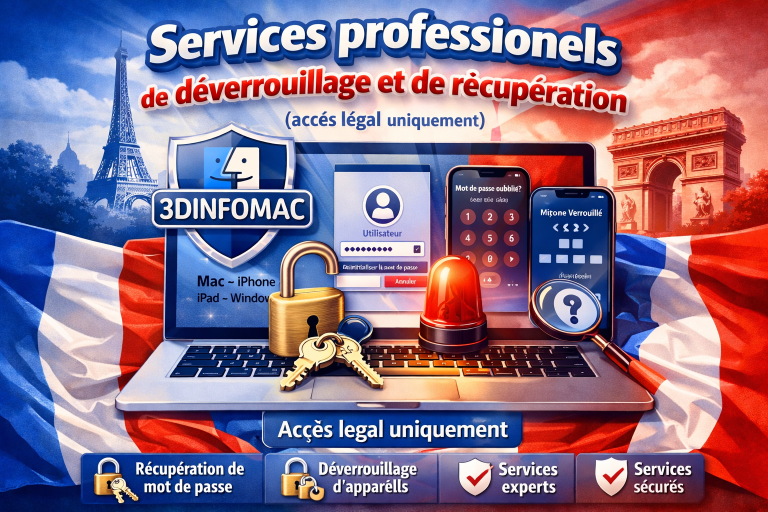 Services professionnels de déverrouillage et de récupération
